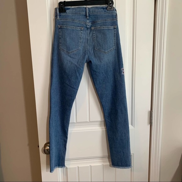 LOFT Modern Floral Painted skinny crop jeans sz 25/ 0 - Picture 5 of 6